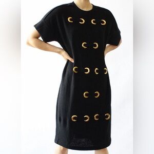 Vintage 80’s Steve Fabrikant Gold tone Grommet Sweaterdress